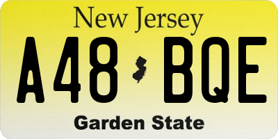 NJ license plate A48BQE