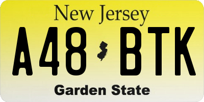 NJ license plate A48BTK