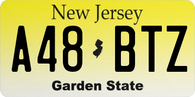 NJ license plate A48BTZ