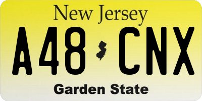 NJ license plate A48CNX