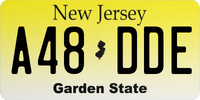NJ license plate A48DDE