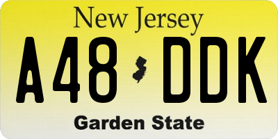NJ license plate A48DDK