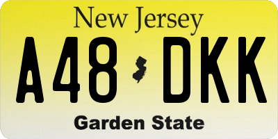 NJ license plate A48DKK