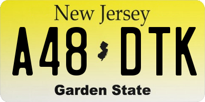 NJ license plate A48DTK