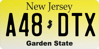 NJ license plate A48DTX