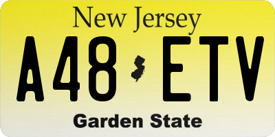 NJ license plate A48ETV