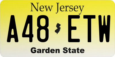 NJ license plate A48ETW