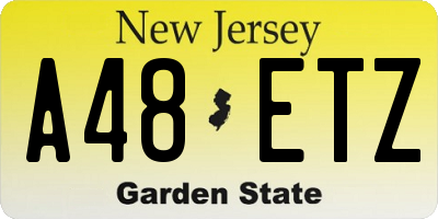 NJ license plate A48ETZ