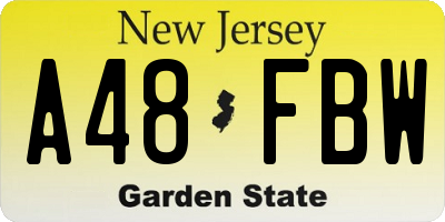 NJ license plate A48FBW