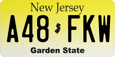 NJ license plate A48FKW