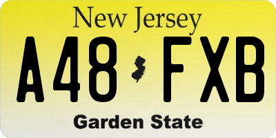 NJ license plate A48FXB