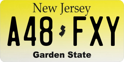 NJ license plate A48FXY