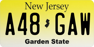 NJ license plate A48GAW