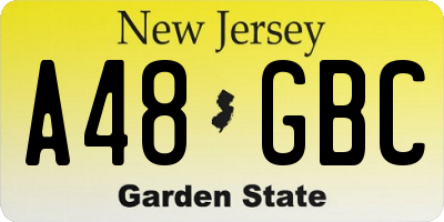 NJ license plate A48GBC