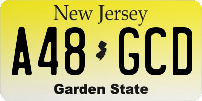 NJ license plate A48GCD