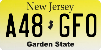 NJ license plate A48GFO