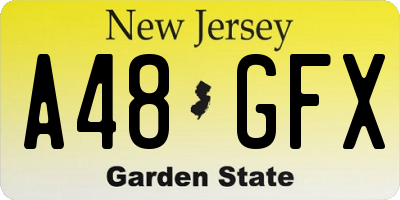 NJ license plate A48GFX