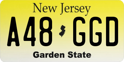 NJ license plate A48GGD