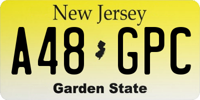 NJ license plate A48GPC