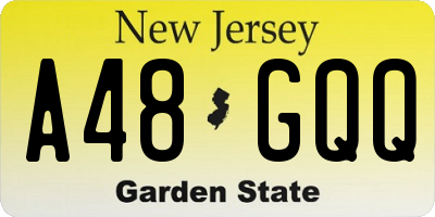 NJ license plate A48GQQ