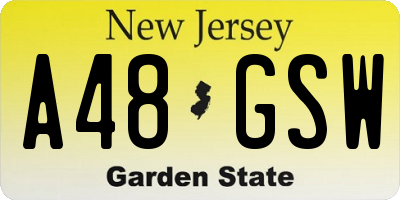 NJ license plate A48GSW