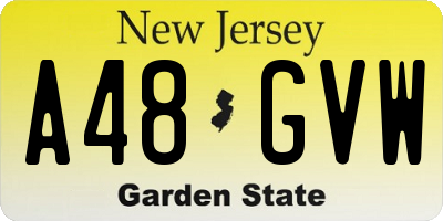 NJ license plate A48GVW