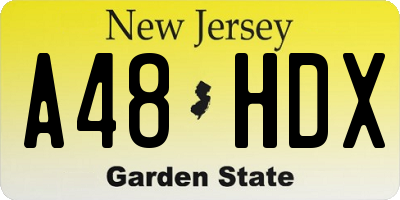 NJ license plate A48HDX