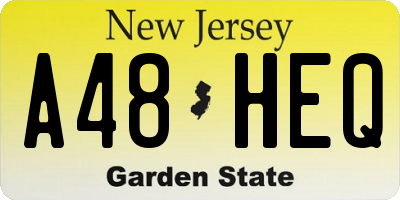 NJ license plate A48HEQ