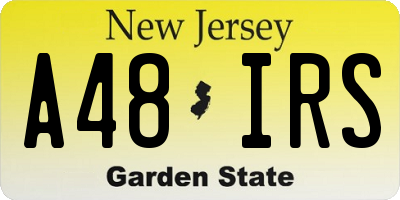 NJ license plate A48IRS