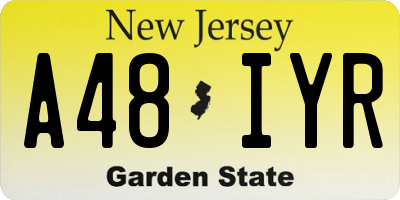 NJ license plate A48IYR