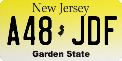 NJ license plate A48JDF