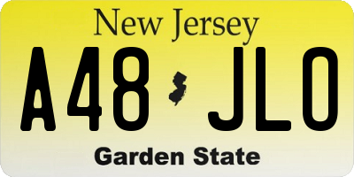 NJ license plate A48JLO