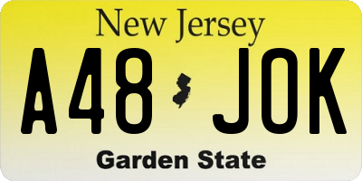 NJ license plate A48JOK