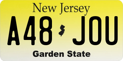NJ license plate A48JOU