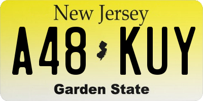 NJ license plate A48KUY