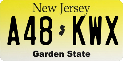 NJ license plate A48KWX