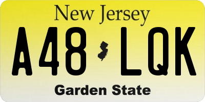 NJ license plate A48LQK