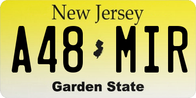 NJ license plate A48MIR