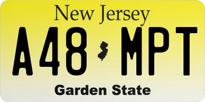 NJ license plate A48MPT
