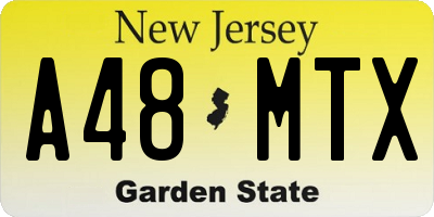 NJ license plate A48MTX
