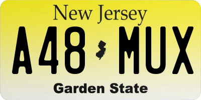 NJ license plate A48MUX