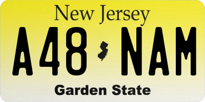 NJ license plate A48NAM