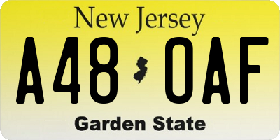 NJ license plate A48OAF
