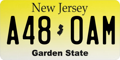 NJ license plate A48OAM