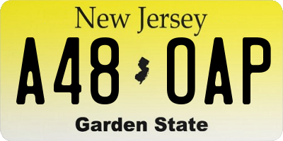 NJ license plate A48OAP