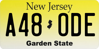 NJ license plate A48ODE