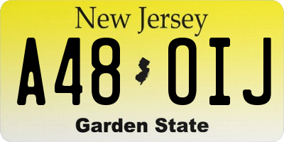 NJ license plate A48OIJ