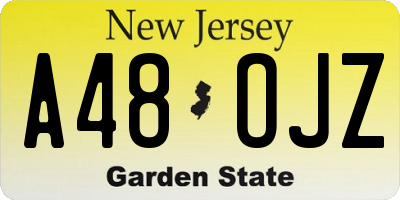 NJ license plate A48OJZ
