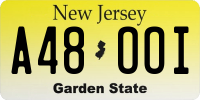 NJ license plate A48OOI