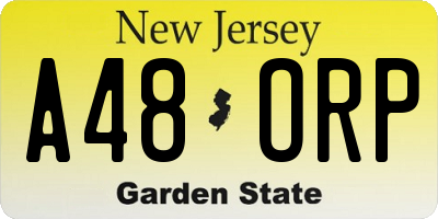 NJ license plate A48ORP